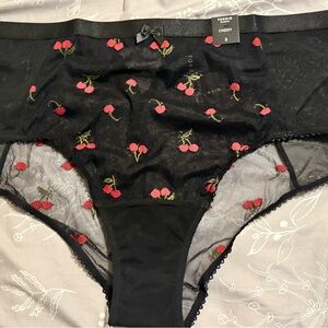Torrid Black Panties Embroidered With Cherries Size 3